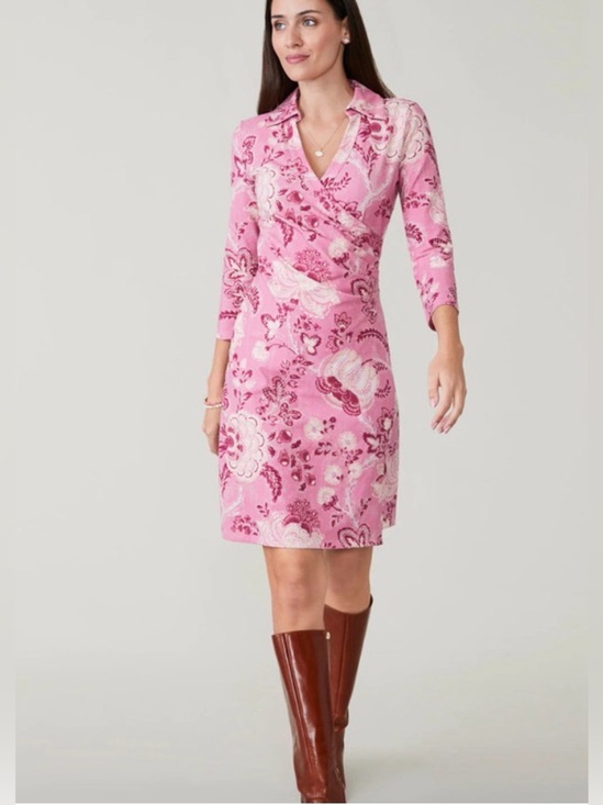 Spartina 449 Dresses & Skirts - Spartina 449 Cristina Harbor River Fall Foliage Pink Faux Wrap Dress Size XS